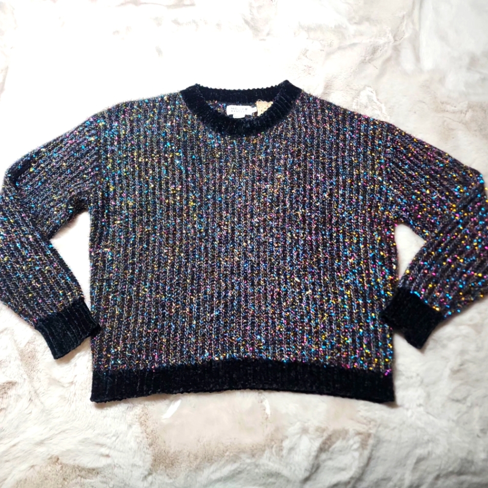 Molly Bracken Textured Knit Multicolor Sparkle Sweater Size XS/S